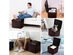 Costway 16''Cube Ottoman Pouffe Storage Box Lounge Seat Footstools with Hinge Top - Red Brown