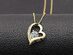 Curved Heart Pendant Necklace with White Swarovski Crystals (Gold)