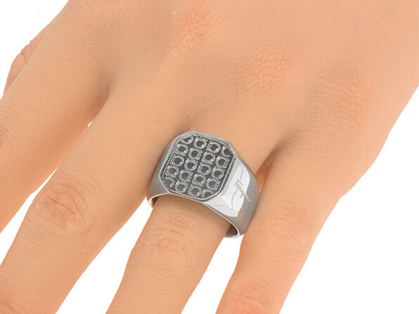 Ferragamo Gancini Silver Signet Ring - 9 - Sterling Silver (Store-Display Model) - Product Image