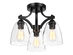 Costway 3-Light Semi Flush Mount Ceiling Light Fixture Vintage Clear Glass Pendant Lamp - Black