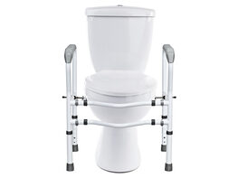 Toilet Safety Frame, Stand Alone Toilet Safety Rail w/ Adjustable Height & Width - White/Grey