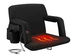 Heated Reclining Stadium Seat with Armrests & Side Pockets 
