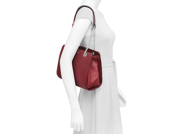 Karl Lagerfeld Charlotte Merlot & Silver Leather Tote (Store-Display Model)