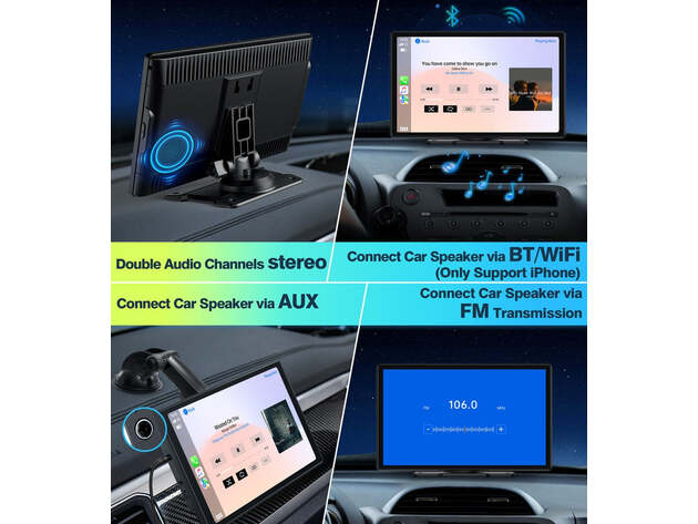 9" Wireless Car Display with Phone Mirroring, Apple CarPlay & Android Auto Compatibility