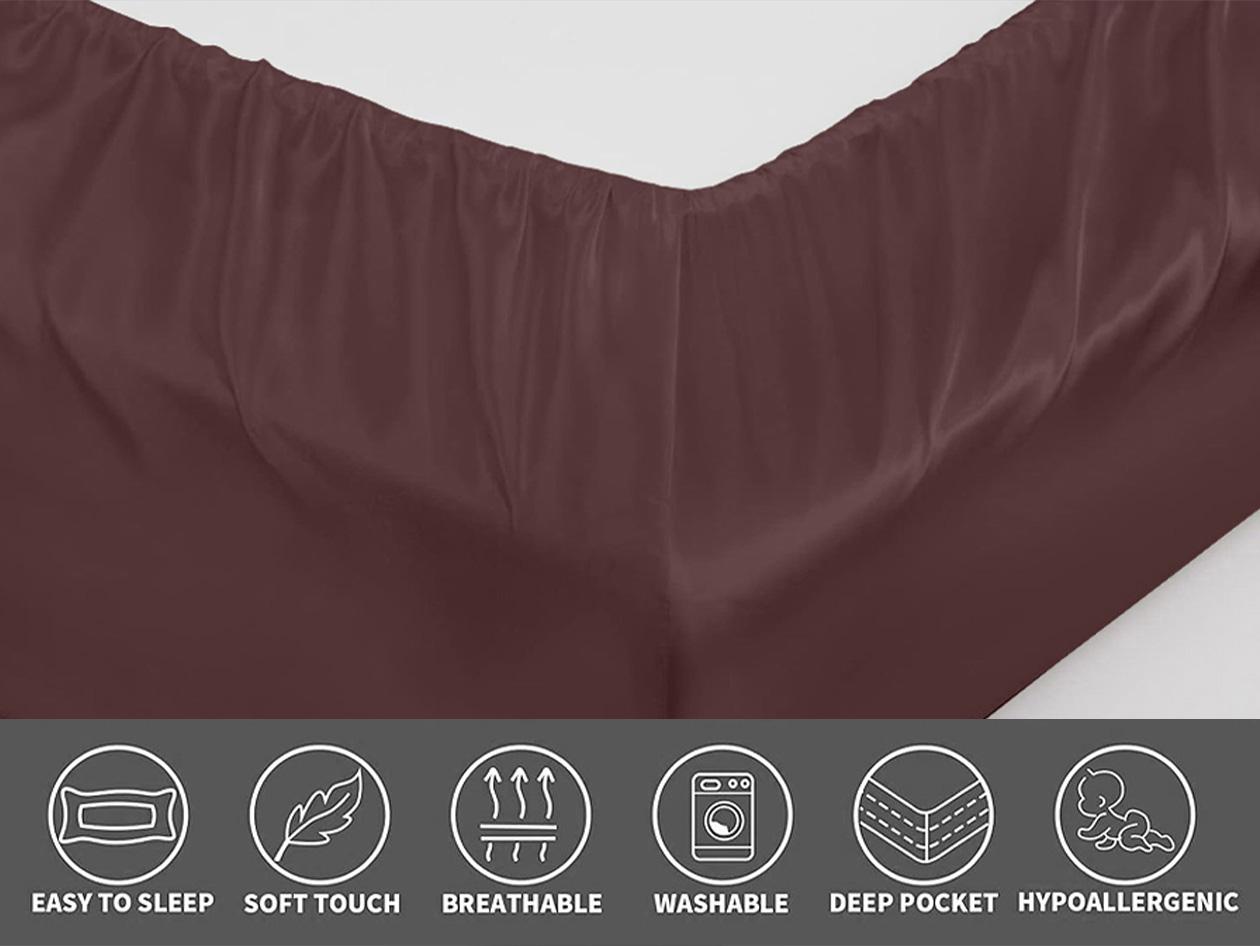 Silky-Soft Satin 4-Piece Sheet Set (Chocolate/King)