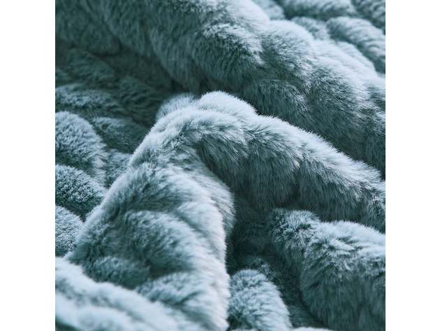 Etched Faux Fur Berber Throw Silver Sage