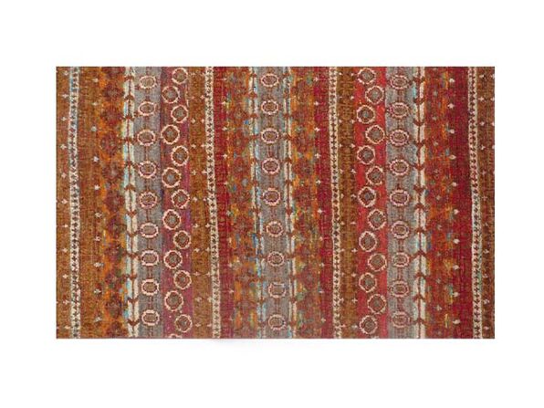 Hand Knotted Transitional Rusti Multi Stripes Cotton & Silk 5' x 8' Rug - Product Image