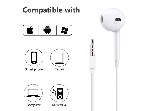 Earpods 3.5mm w/ Remote & Mic, Stereo Sound 2-Pack