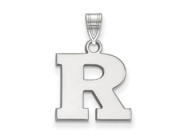 14k White Gold Rutgers Small Initial R Pendant