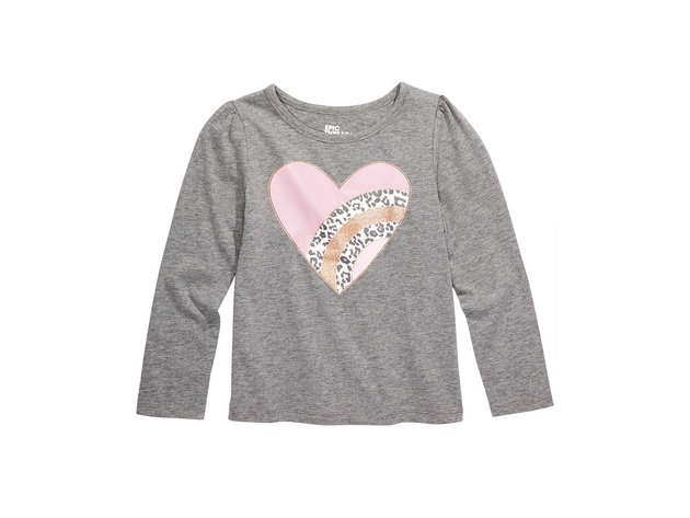 Epic Threads Toddler Girls Leopard Heart T-Shirt Grey Size Large