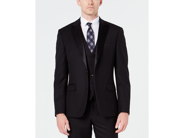 Ryan Seacrest Distinction Men's Slim-Fit Stretch Black Tuxedo Jacket Black Size 44 Long