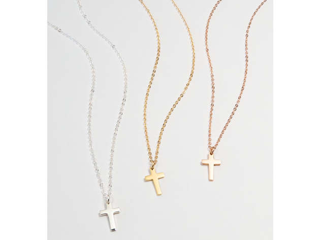 Tiny Cross Necklace - Yellow