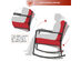 Costway Patio Rattan Rocker Chair Outdoor Glider Wicker Rocking Chair Cushion Lawn Red - Red/Black