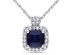Blue Sapphire and Diamond Pendant 4/5 Carat (ctw) in 10k White Gold with chain