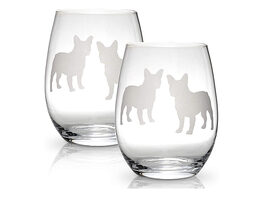 Dog Stemless Wine Glasses (Boston Terrier/Set of 2)