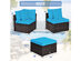 Costway 4 Piece Patio Rattan Wicker Furniture Set Cushioned Sofa Ottoman Garden - Turquoise
