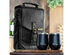 Black Insulated Genuine Leather Wine Carrier Bag & 2 Wine Tumblers. Wine Cooler Bag For Women & Men