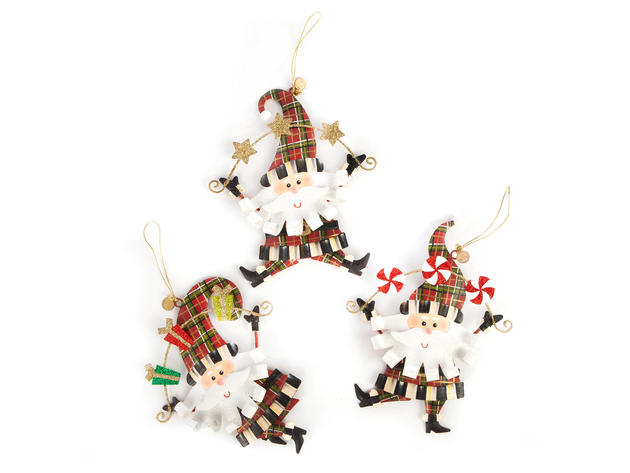 MacKenzie-Childs Party Santa Ornaments - Set of 3