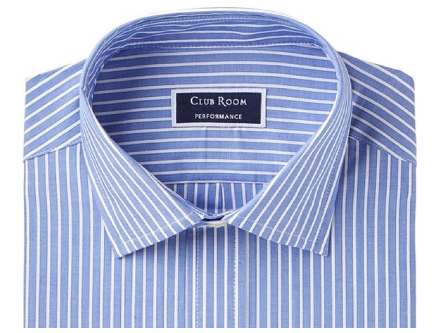 Club Room Men's  Performance Wrinkle-Resistant Striped Dress Shirt Blue Size 16.5x32-33