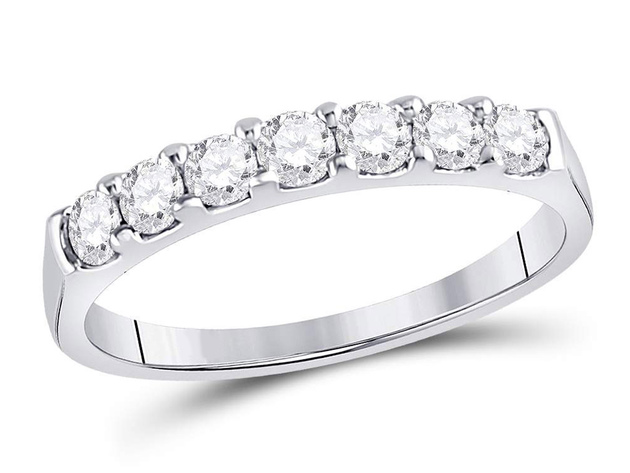 1/2 Carat (ctw H-I, I1-I2) Diamond Wedding Band in 14K White Gold - 8