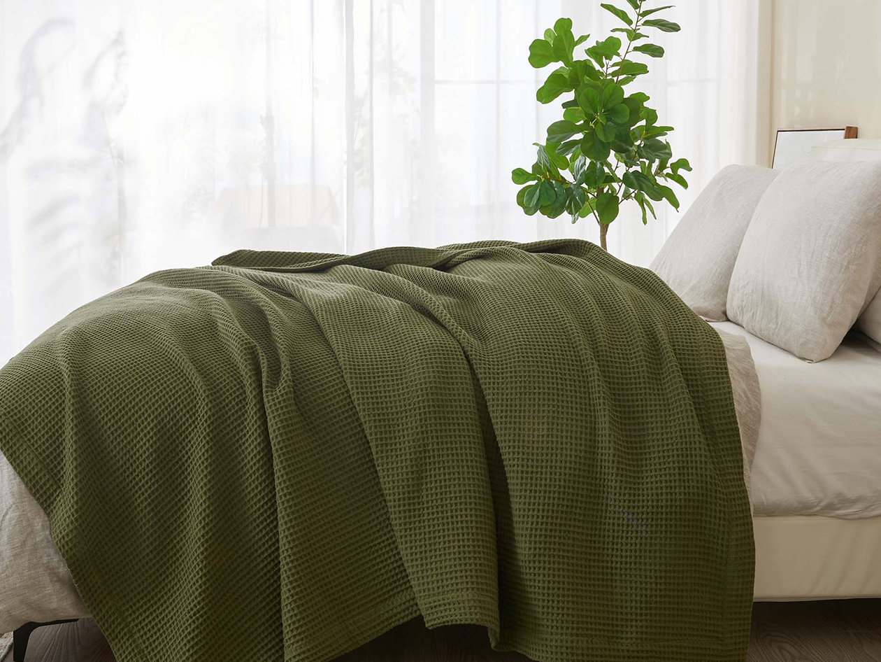 Vintage Cotton Waffle Blanket