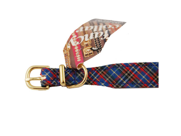 Pet Supply Imports 428 Plaid Scotch Adjustable Fancy Dog Collar 3/8" Width - Blue