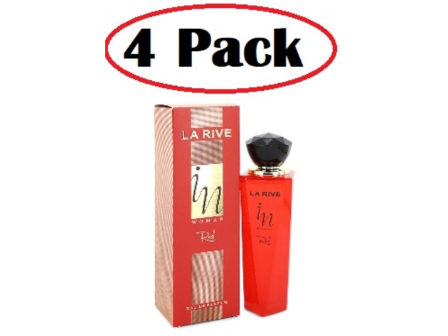 4 Pack of La Rive In Woman Red by La Rive Eau De Parfum Spray 3.3 oz
