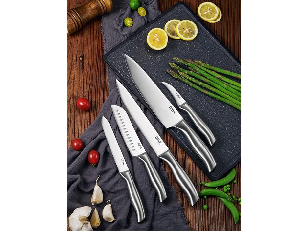 Stainless Steel Knife Set, Manual Sharpening Chef Knives, 16Pcs Knife Tools with Wood Block