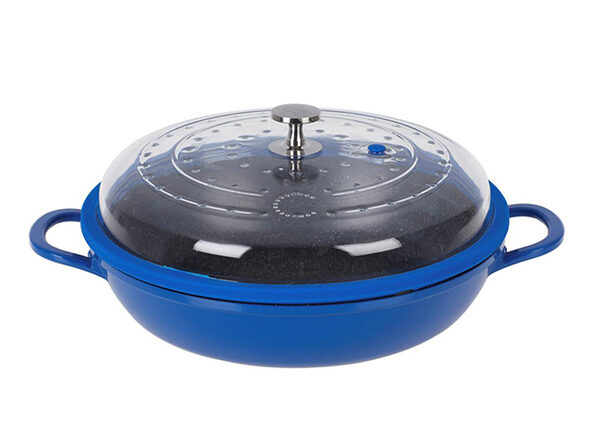 Curtis Stone 4-Quart Cast Aluminum Pan with Glass Lid Classic Blue - Product Image
