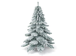 Costway 6Ft Snow Flocked Artificial Christmas Tree PVC Hinged Alaskan Pine Tree Holiday - Green+White