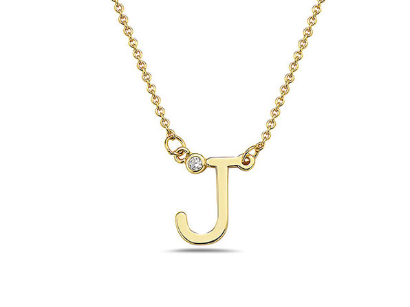 gold plated j necklace