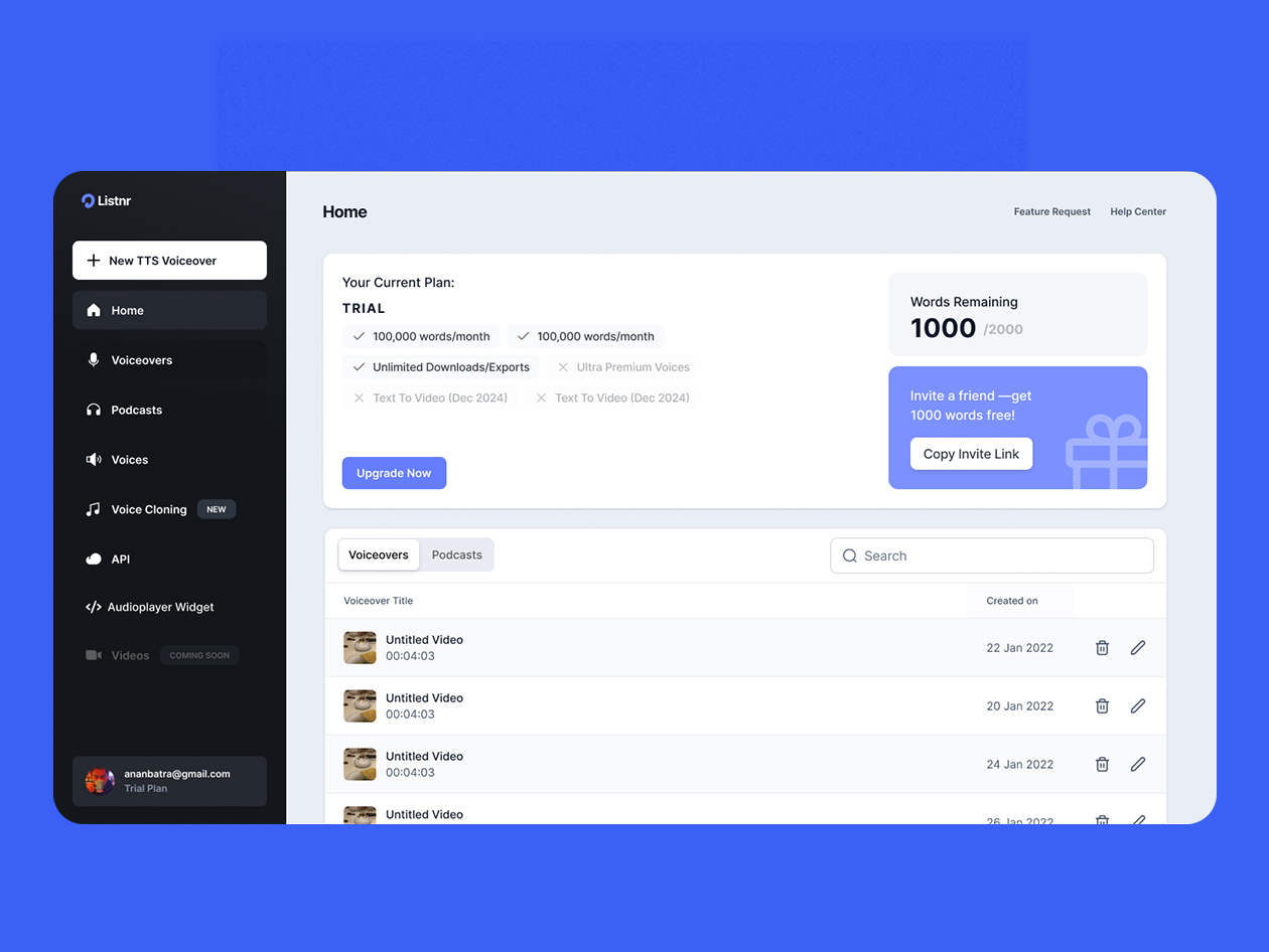 Listnr Individual Plan: 1-Year Subscription