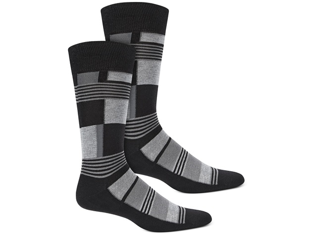 Alfani Men's Abstract Boxes Socks Black Size Regular