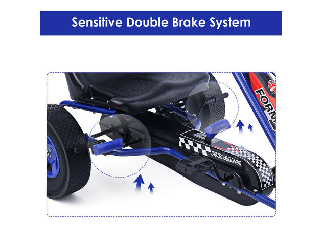 Costway 4 Wheels Kids Ride On Pedal Powered Bike Go Kart Racer Car Outdoor Play Toy - Blue