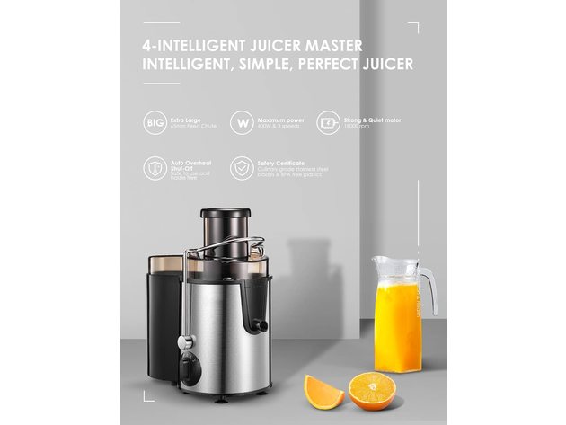 AICOK Juicer Juice Extractor High Speed for Fruit and Vegetable Dual Speed Setting Centrifugal Fruit Machine 400W