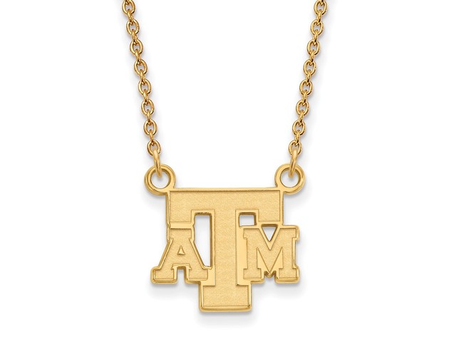 14k Yellow Gold Texas A&M U Small Pendant Necklace