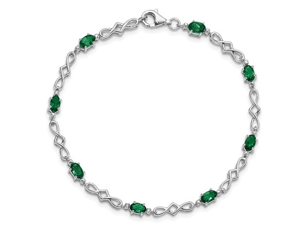 1.80 Carat (ctw) Natural Green Emerald Infinity Bracelet in Sterling Silver