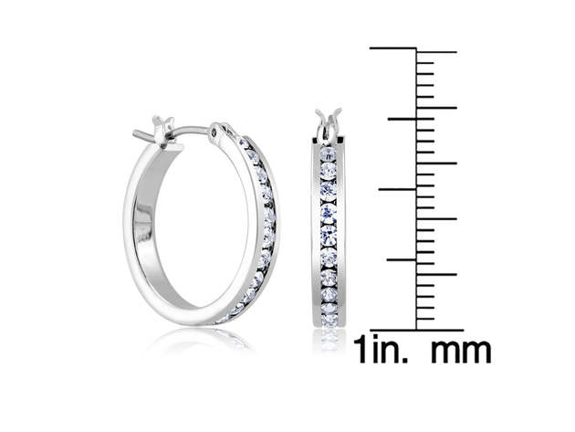 Gold Plated Cubic Zirconia Hoop Earrings White