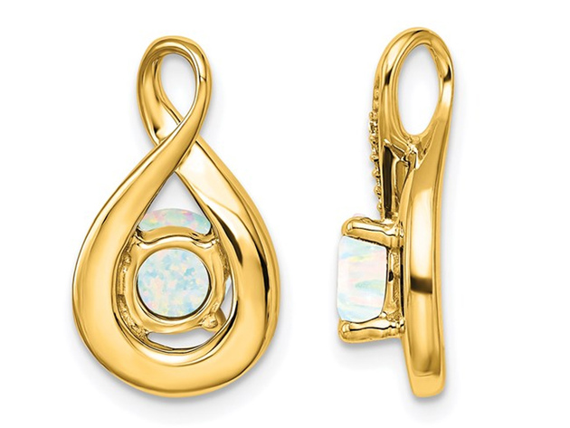 4/5 carat (ctw) Lab-Created Opal Pendant Necklace in 14K Yellow Gold Sterling with Chain