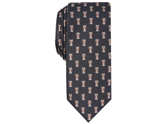 Bar III Men's Owl Skinny Neat Tie Black Size Regular