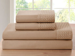 4-Piece Bamboo Blend Waffle Hem Sheet Set (Rust/Twin) 