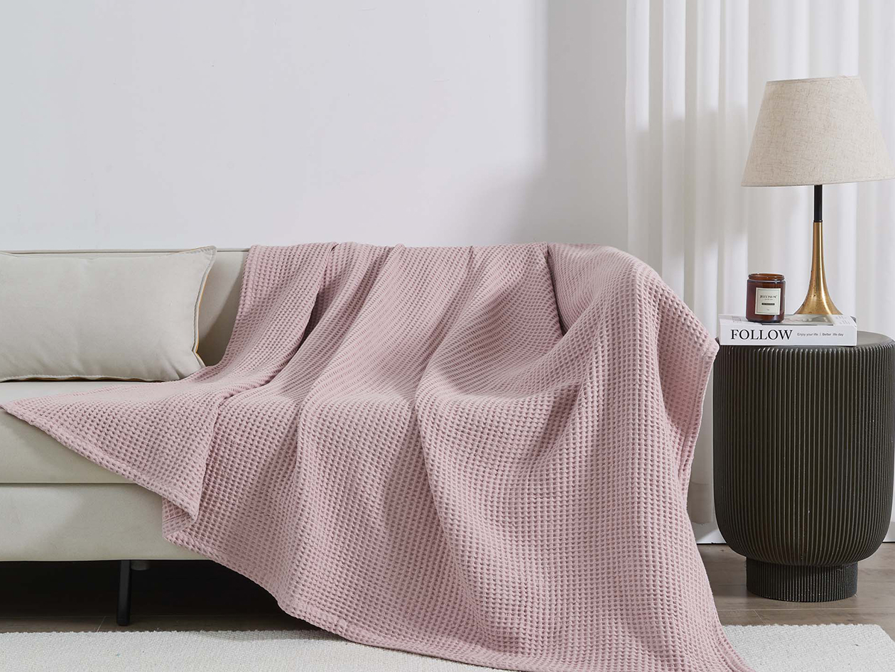 Vintage Cotton Waffle Blanket (Throw/Lilac)