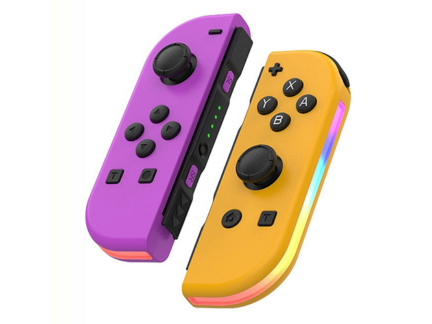 Wireless Controllers for Nintendo Switch with RGB Lights (Purple + Orange)