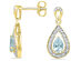 10K Yellow Gold Created Aquamarine Teardrop Dangle Earrings 1/2 Carat (ctw) with Screwback