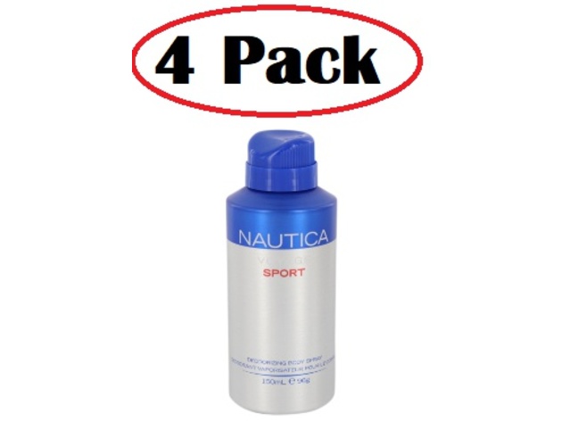 4 Pack of Nautica Voyage Sport by Nautica Body Spray 5 oz