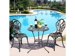 Cast Aluminum Patio Furniture Tulip Design Bistro Set Antique Copper - as pic