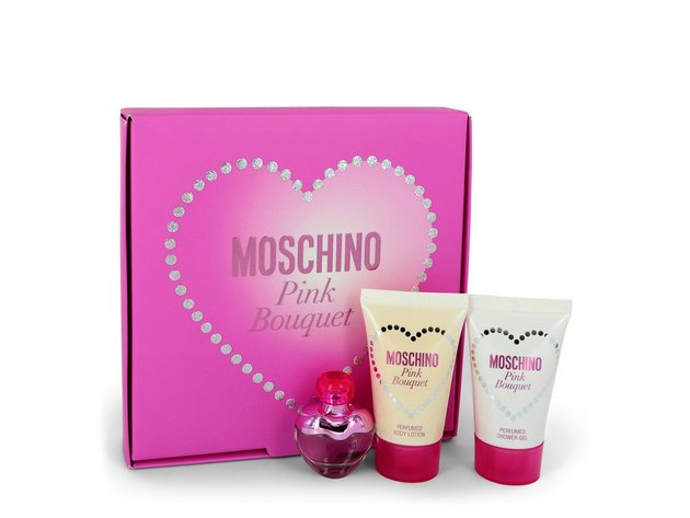 Moschino Pink Bouquet by Moschino Gift Set -- .17 oz Mini EDT + 0.8 oz Body Lotion + 0.8 oz Shower Gel