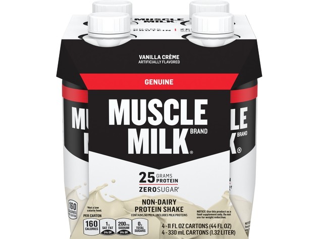 Muscle Milk Genuine Rich and Delicious Protein Shake, 25g Protein, Creamy Vanilla, 44 Ounces, 4 Count