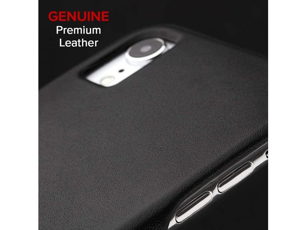 Case-Mate Apple iPhone XR Barely There Premium Genuine Leather Case, Smooth Black