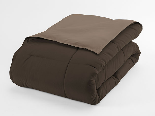 Down Alternative Reversible Comforter Set (Taupe & Chocolate | King) 